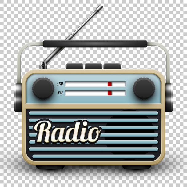 Винтажный переносной радиоприемник, векторная иллюстрация на прозрачном фоне
 - Вектор,изображение