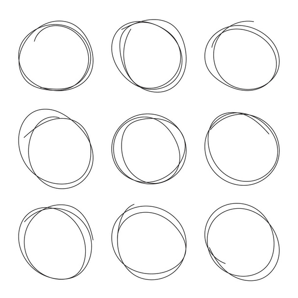 Set hand drawn ovals - Vector, Image