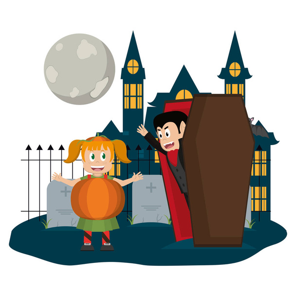 Halloween en kinderen - Vector, afbeelding