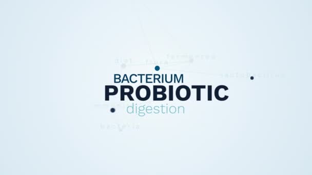 probiótico bacteria digestión comer fermentado cuidado de la salud flora lactobacillus inmunidad bacterias dieta animada palabra nube fondo en uhd 4k 3840 2160
. - Metraje, vídeo