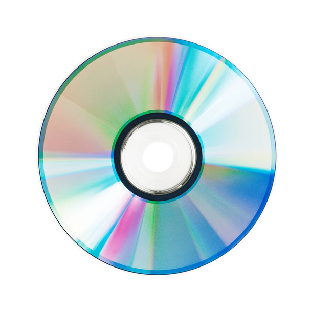 Round compact disc lies on a white background - Foto, afbeelding