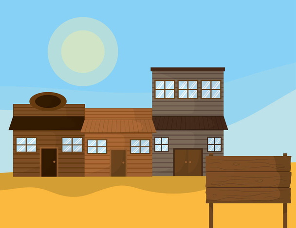 Западный город с деревянными домами
 - Вектор,изображение