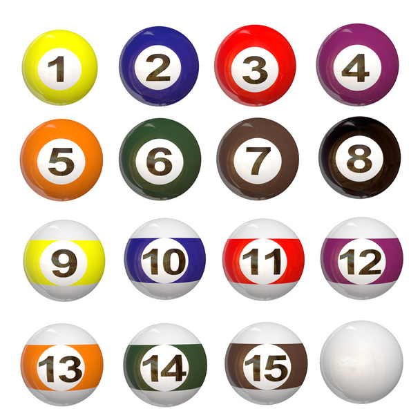 3d set of Pool balls - Valokuva, kuva