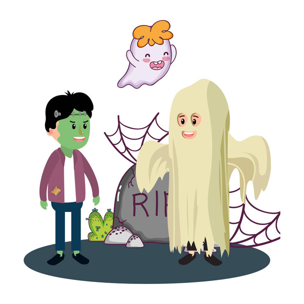 Halloween cartoni animati per bambini
 - Vettoriali, immagini