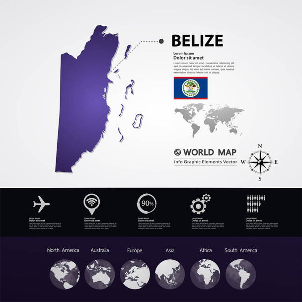 Belize kaart vectorillustratie. - Vector, afbeelding