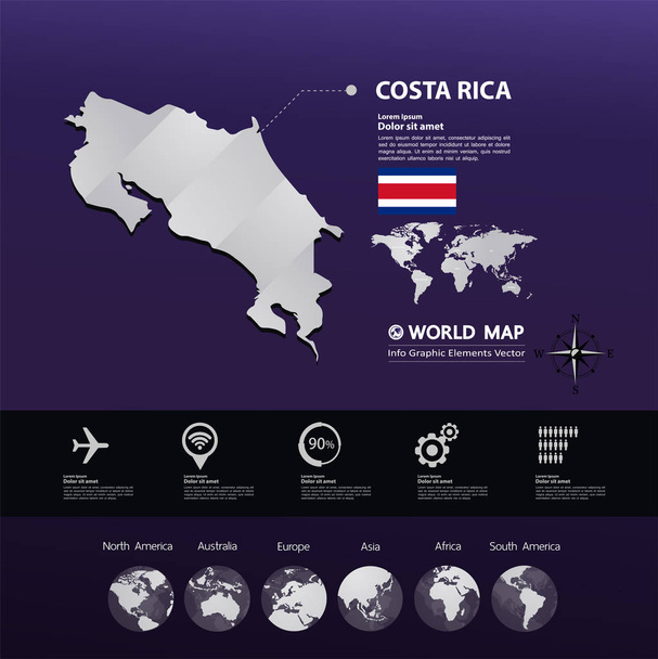 Costa Rica map vector illustration. - Vector, Image