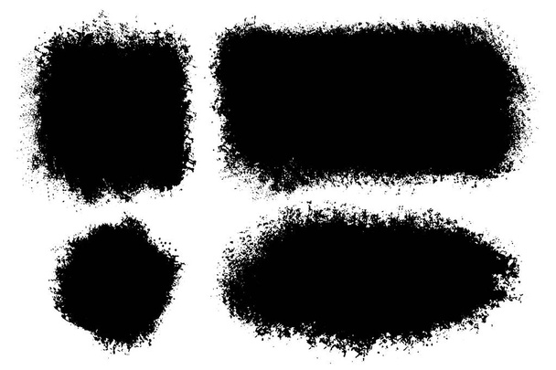 Vector set of big hand drawn brush strokes with splashes, stains for backdrops. Monochrome design elements set. One color monochrome artistic hand drawn backgrounds various shapes. - Vector, Image
