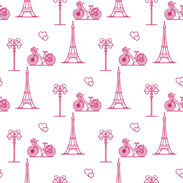 Paris. Seamless pattern. Symbols and landmarks. - Διάνυσμα, εικόνα
