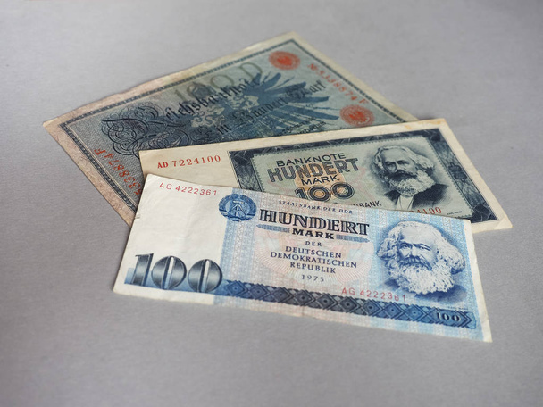 Ddr とドイツ帝国のビンテージ撤退紙幣 - 写真・画像