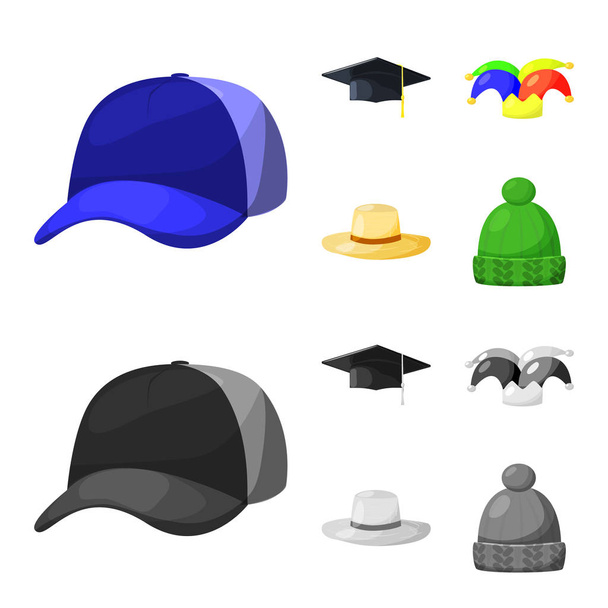 Isolated object of clothing and cap sign. Collection of clothing and beret stock symbol for web. - ベクター画像