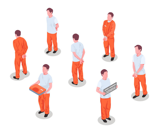 Jail Prisoners Characters Set  - Vector, Image