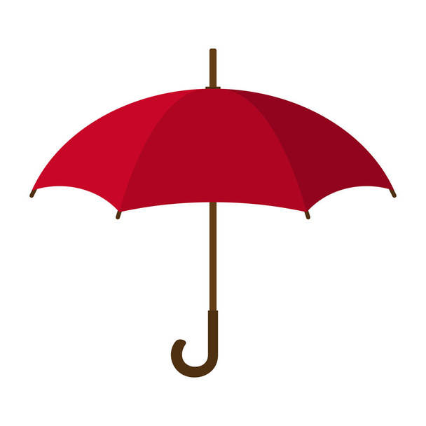 Červený deštník ikona. Červený deštník izolovaných na bílém pozadí. Plochý. Vektorové ilustrace pro svůj Design. - Vektor, obrázek
