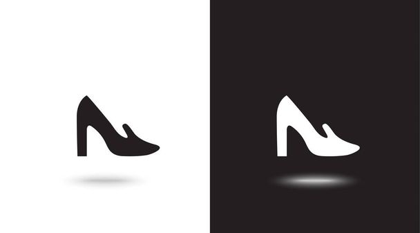 Векторная иконка женская обувь на черно-белом фоне
 - Вектор,изображение