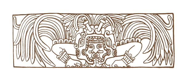 Вінтажні графічні гліфи майя, орнаменти та символи зодіаку ацтеків у старому американському індійському стилі. Векторні ілюстрації та каракулі для дизайну
.  - Вектор, зображення