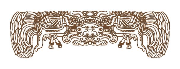 Vintage graphic maya glyphs, inca and aztec zodiac ornaments and symbols in old american indian style.Vector illustration and doodle drawing for design.  - Vector, Image