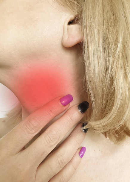 woman sore throat symptom - Photo, Image