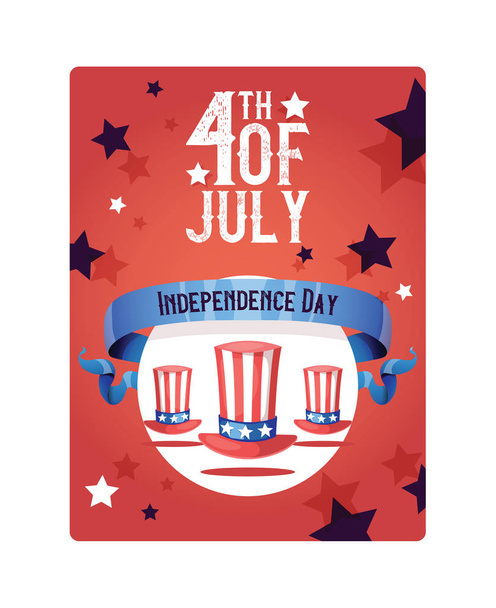 Onafhankelijkheidsdag vector Amerikaanse dag hoed vlag van Amerika vrijheid achtergrond patriottische vierde juli vakantie achtergrond liberty viering met ster memorial Verenigde Staten gebeurtenis banner - Vector, afbeelding