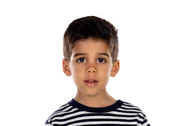 Beautiful child with black eyes isolated on a white background - Zdjęcie, obraz