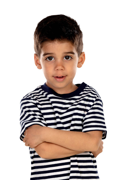 Beautiful child with black eyes isolated on a white background - Photo, Image