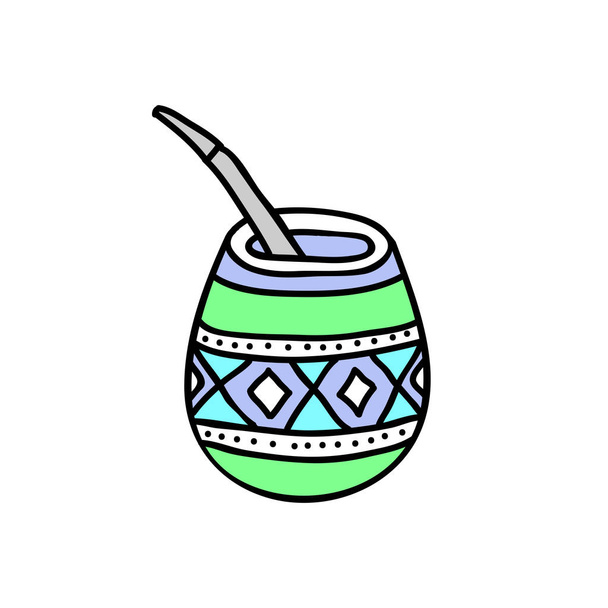 Yerba mate tea doodle ikon - Vektor, kép