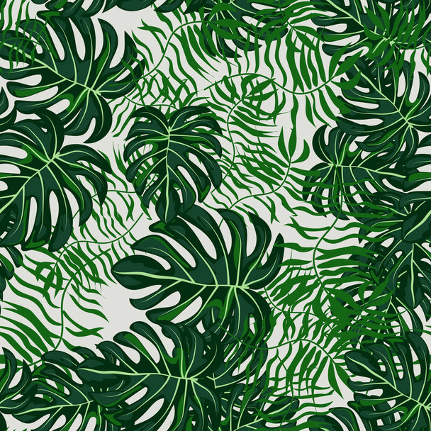 Green Tropical Leaves Seamless Pattern. - Vetor, Imagem