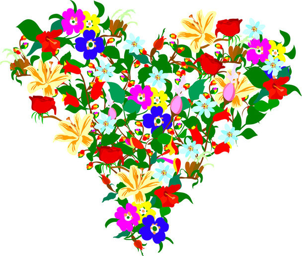 Corazón de flor
 - Vector, imagen