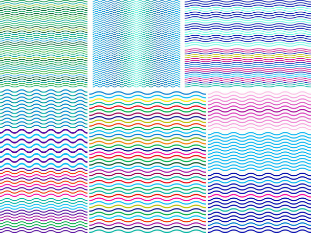 Set 12 motif sans couture avec des lignes ondulées colorées
 - Vecteur, image