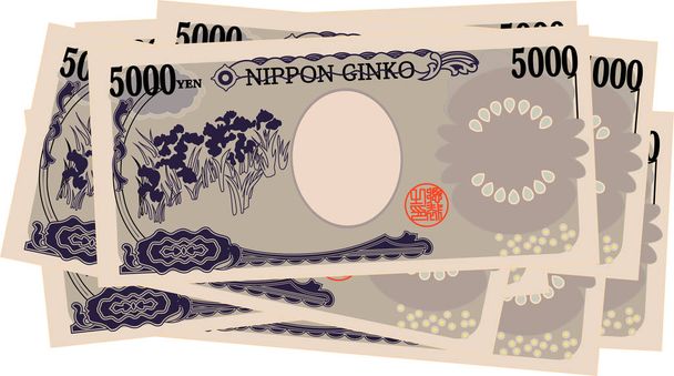 Rückseite der japanischen 5000-Yen-Note - Vektor, Bild