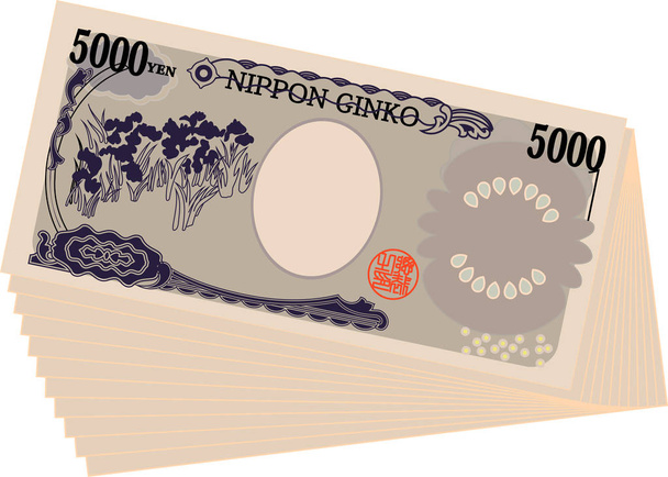 日本の 5000 円札の裏面の束 - ベクター画像