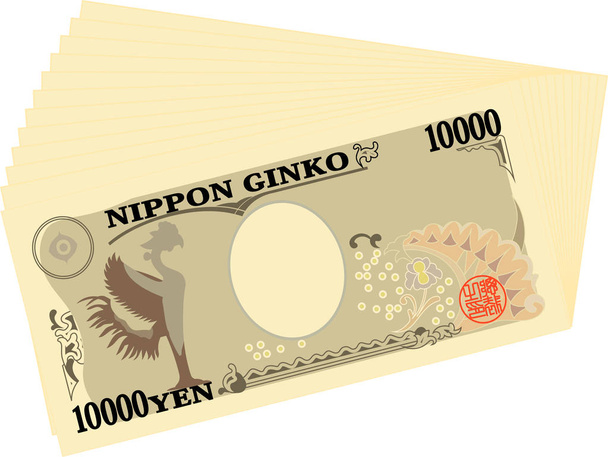 Bunch of Back de la nota de 10000 yenes de Japón
 - Vector, Imagen