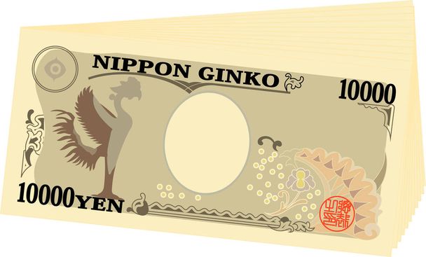 Кучка японской банкноты в 10000 иен.
 - Вектор,изображение