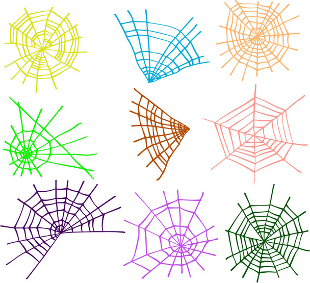 Иллюстрация красочного набора паутины
 - Вектор,изображение