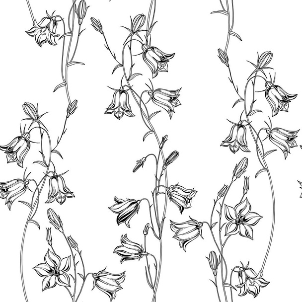 Bluebells. Monochrome floral background. Vector illustration. - Vector, imagen