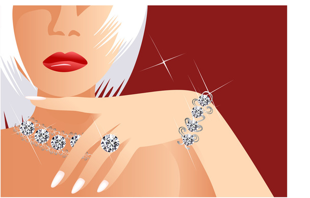 Beautiful woman with diamonds - Вектор, зображення