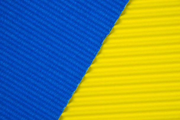 Blue and yellow corrugated paper texture, use for background. vi - Фото, зображення