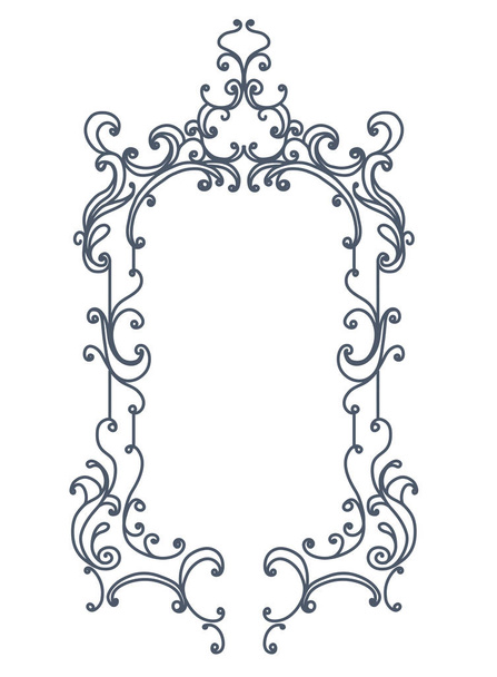 Baroque inspired ornate frame. Gray outlines isolated on white. Vector illustration. - Vector, Image