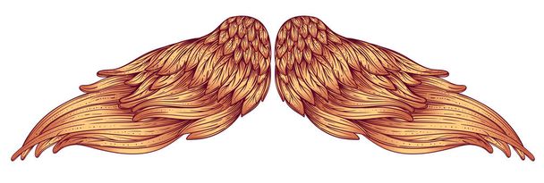 Angels wings. Ornamental baroque style element. Vector illustration. Tattoo template. Trendy hand drawn antique symbol collection. Vintage design elements. - Vector, Image