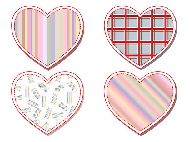 ビンテージ ハート、バレンタインの日の概念、愛カードのセット - ベクター画像