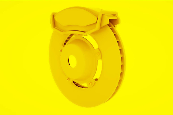 Sárga fék lemez támogatással, 3D-s illusztráció - Fotó, kép