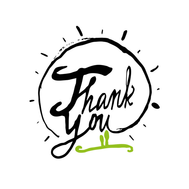 Thank you hand drawn inscription. - Vector, Image