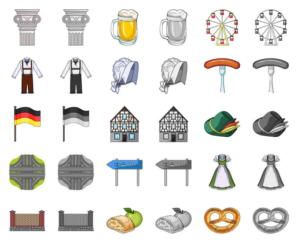 Country Germany cartoon,monochrom icons in set collection for design. Germany and landmark vector symbol stock web illustration. - Vector, Imagen