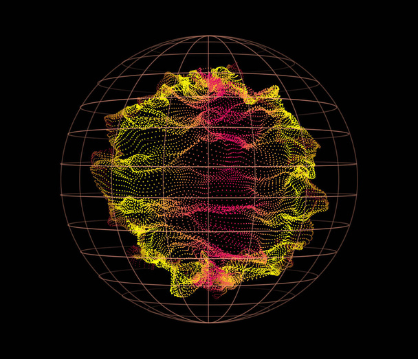 Esfera a partir de partículas de nós de onda. Fluxo de mar 3d
. - Vetor, Imagem