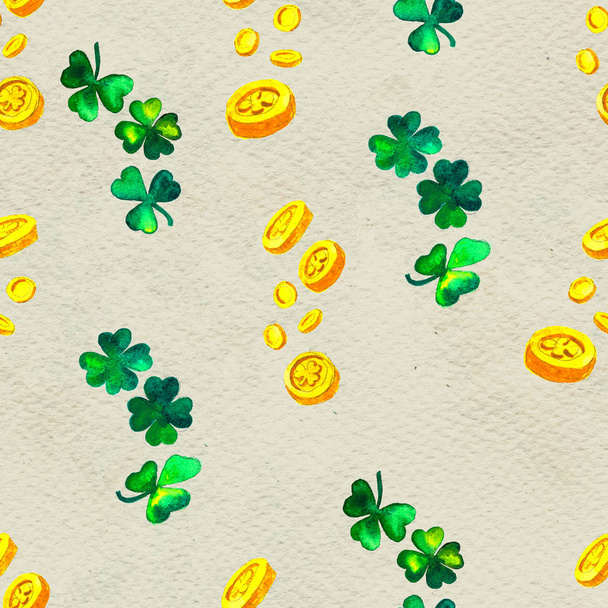 Seamless hand drawn background with St. Patricks Day symbols - Photo, image