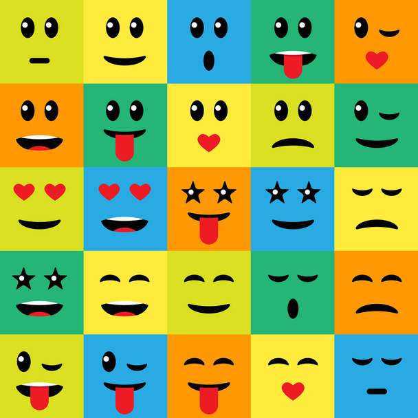 Faccia emoji geometrica semplice. Icona piatta set di chat di comunicazione
 - Vettoriali, immagini