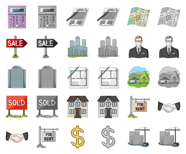 Realtor, agency cartoon,monochrom icons in set collection for design. Buying and selling real estate vector symbol stock web illustration. - Vetor, Imagem