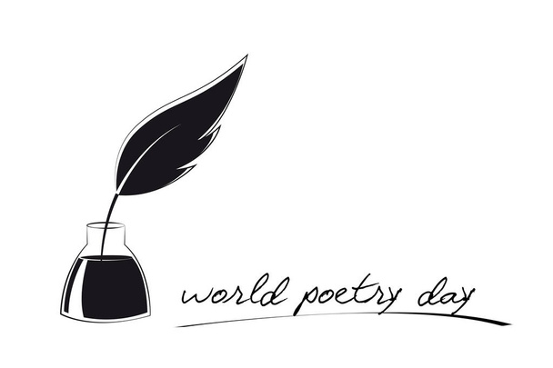 world poetry day sketch of pen and ink - Vector, Image