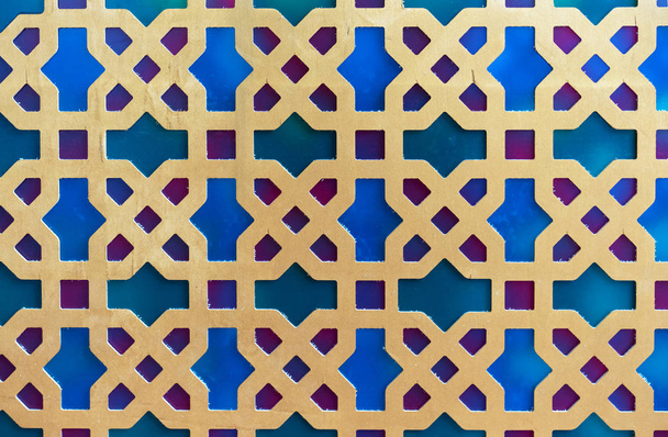 Traditional oriental ornament on a blue background. - Photo, Image