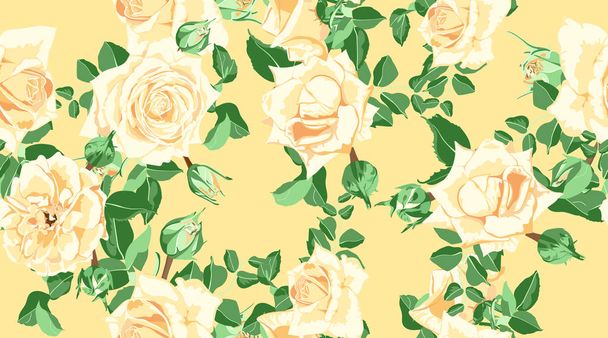 Floral Seamless Pattern with Vintage Roses. - Vector, afbeelding