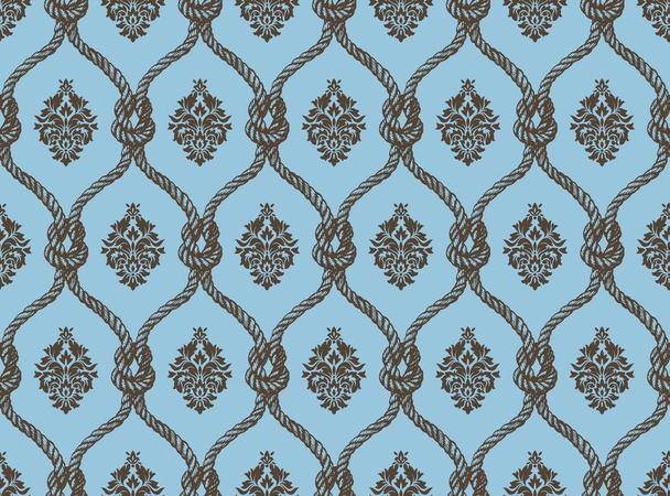 Rope seamless tied fishnet damask pattern - Vector, Image