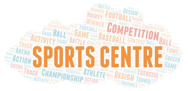 Sports Centre word cloud. Wordcloud made with text only. - Photo, Image